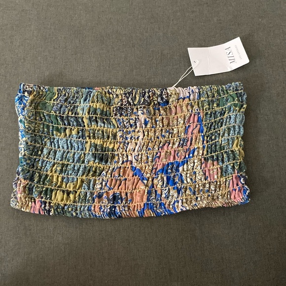 NWT MISA Los Angeles Blurred Ikat Bandeau Top - Picture 1 of 6